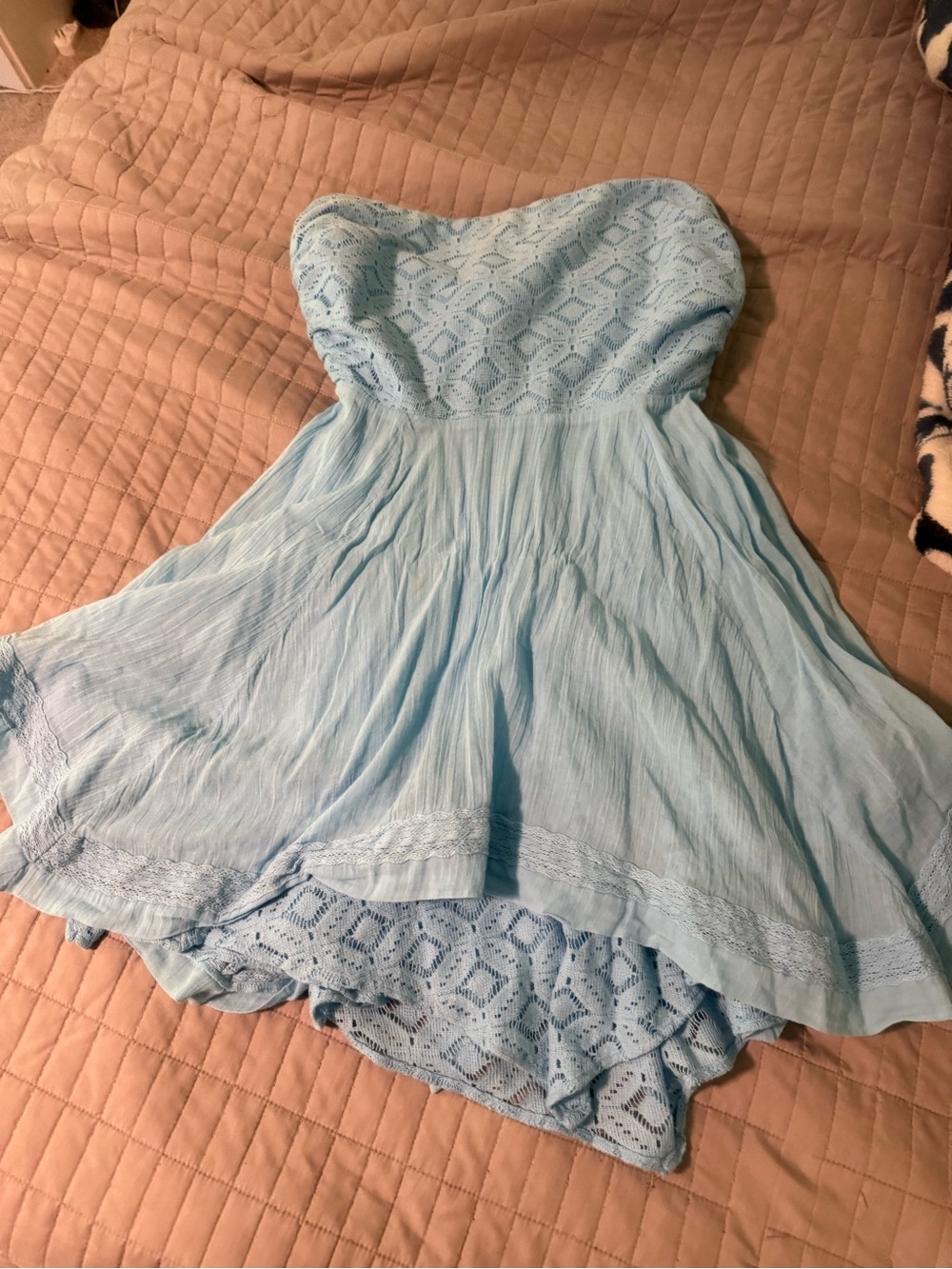 Free People Light Blue Strapless Mini Dress